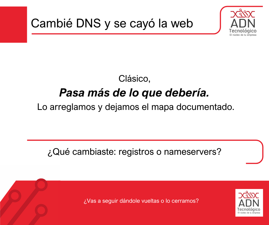 Cambié DNS y se cayó la web