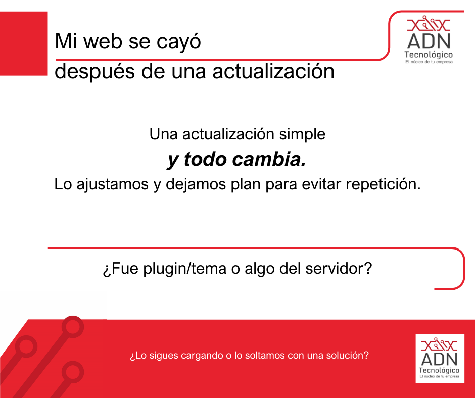 Mi web cayó después de actualizar