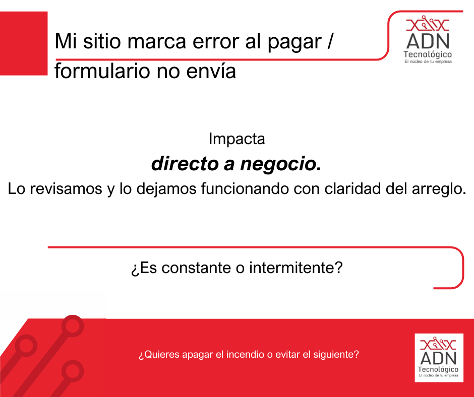 Error al pagar o enviar un formulario