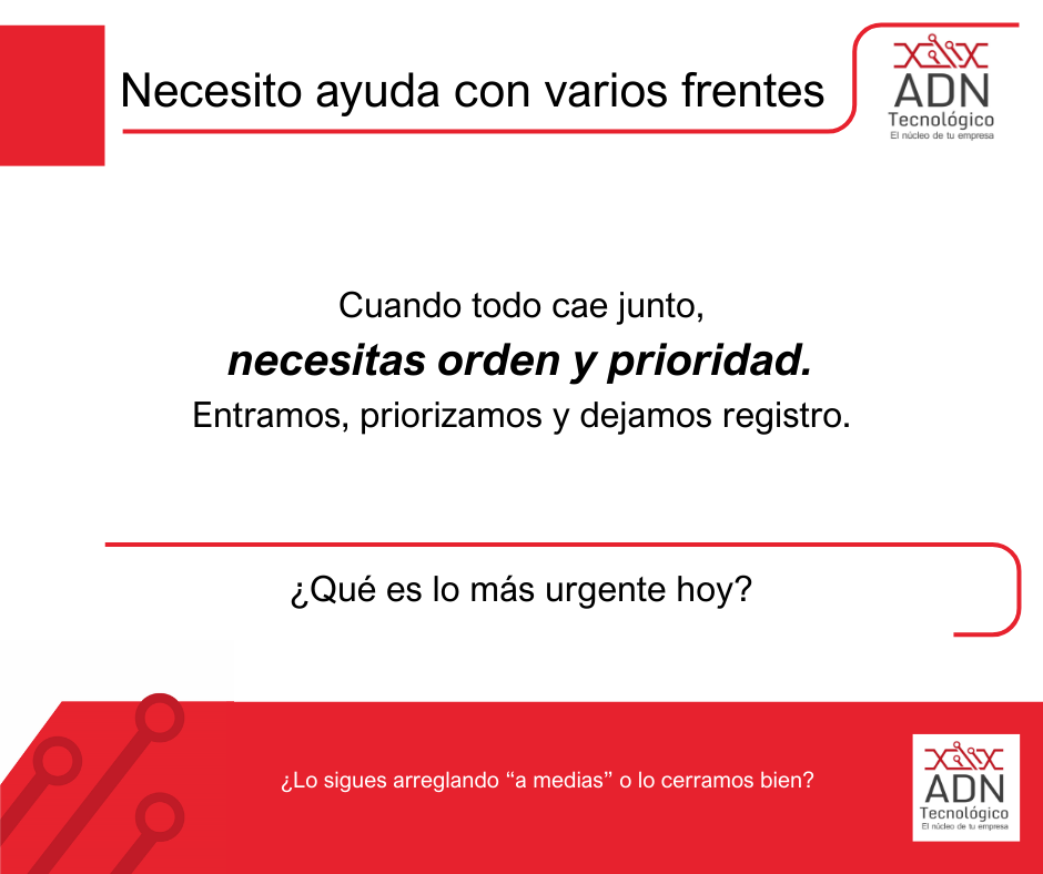 Ayuda con varios frentes técnicos