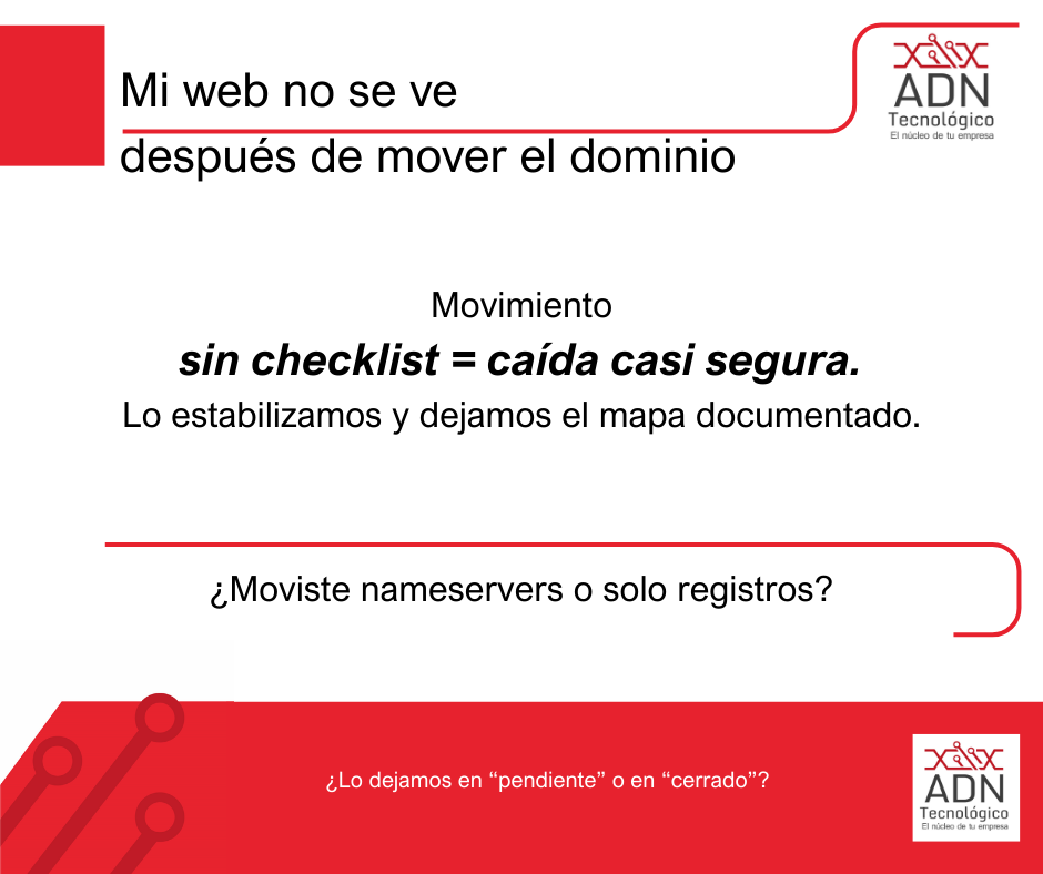 La web cayó al mover el dominio