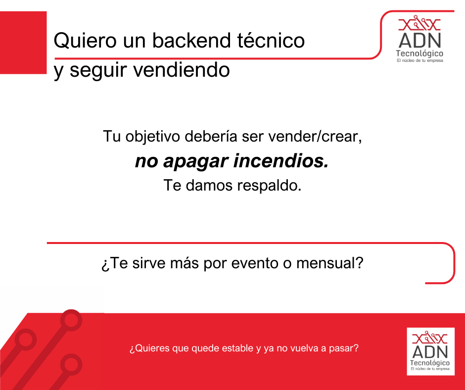 Un backend técnico para seguir vendiendo