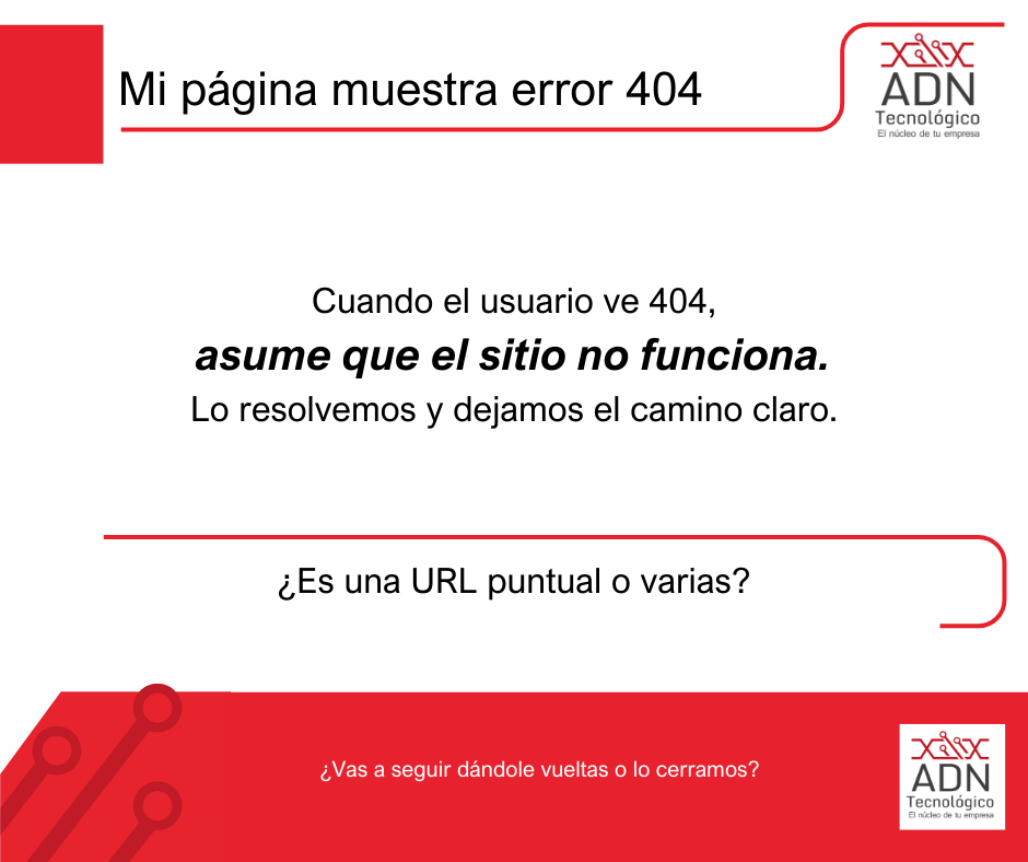 Mi página muestra error 404