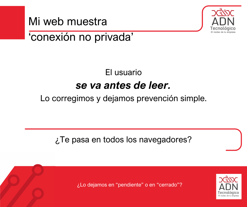 Mi web muestra conexión no privada