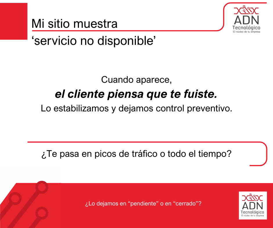 Mi sitio muestra servicio no disponible