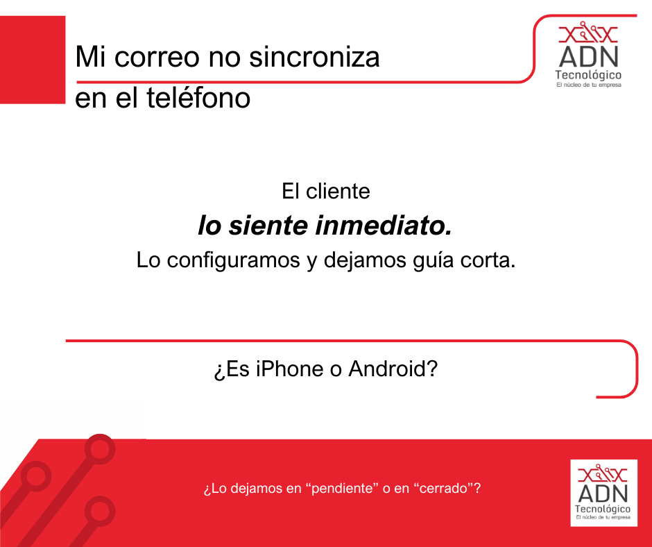 Mi correo no sincroniza en el teléfono